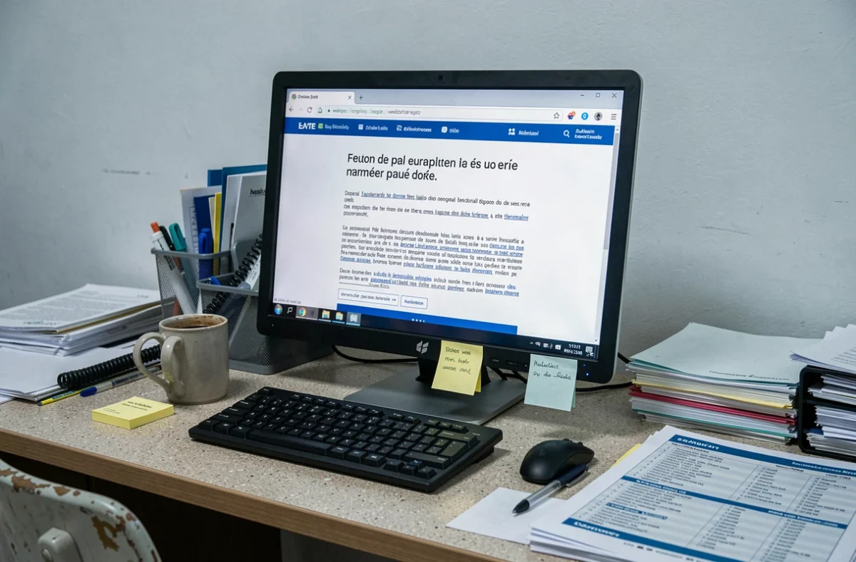 Écran d'ordinateur affichant une erreur de connexion au portail de messagerie de l'APHP dans un bureau administratif hospitalier