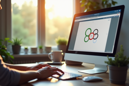 Espace de travail moderne avec écran affichant l'outil spinner Google