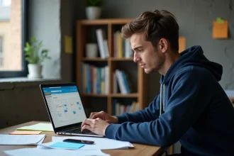 Étudiant en école d'ingénieurs organisant ses révisions sur Zimbra Polytechnique depuis son bureau en résidence universitaire