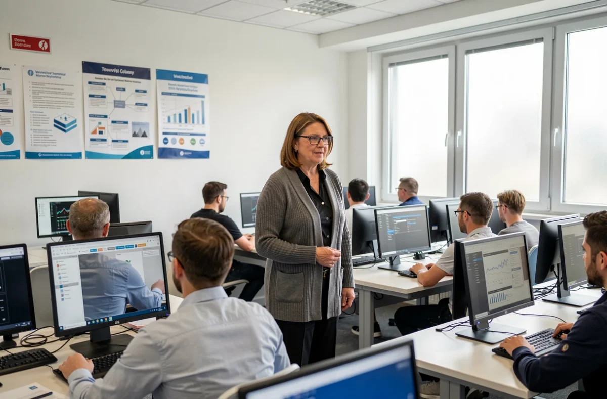 Formatrice du GRETA-CFA Est-Bretagne animant une session de formation informatique pour adultes en salle de cours