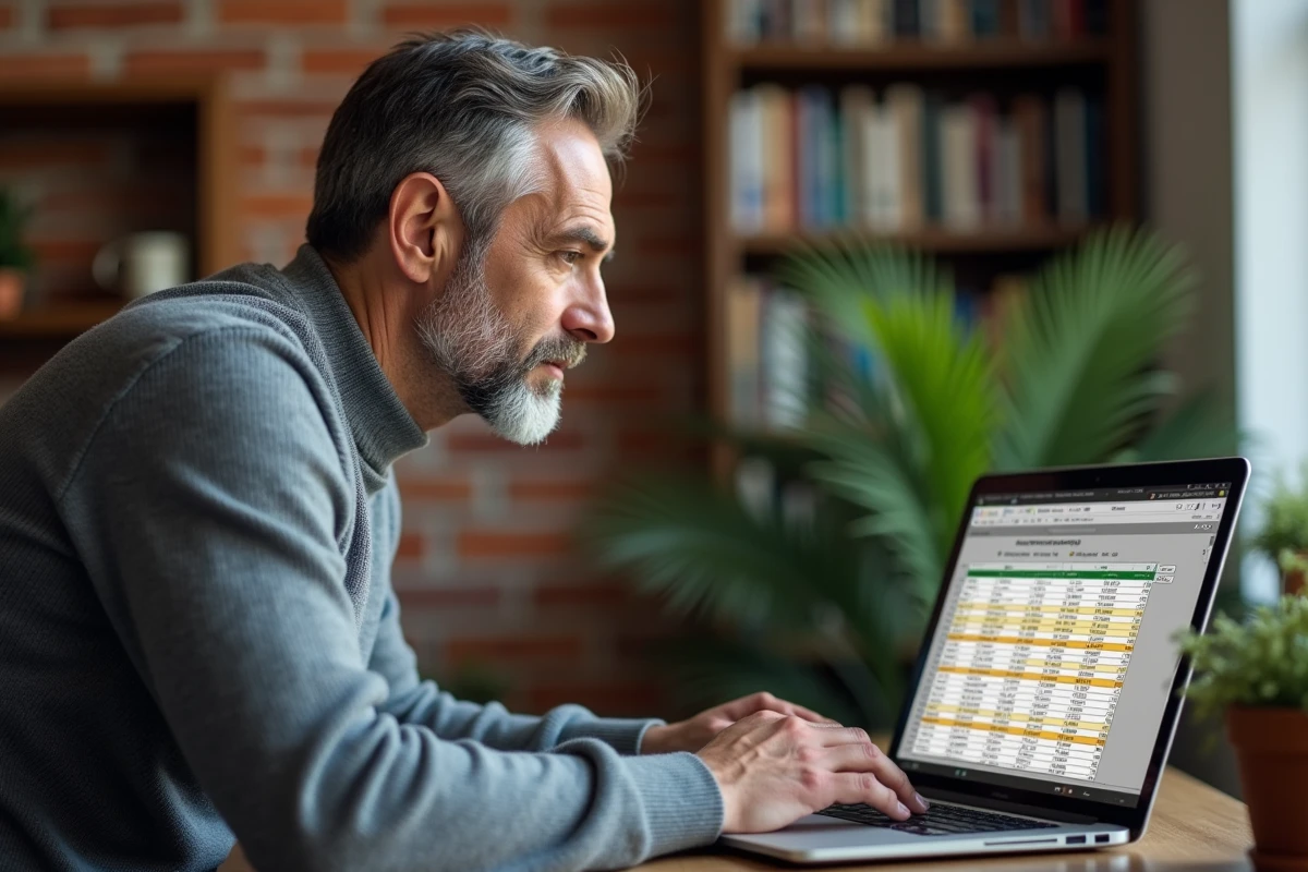 Homme en télétravail identifiant des valeurs en double dans Excel avec la mise en forme conditionnelle