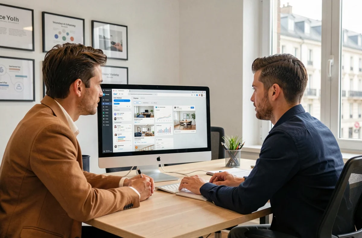 Équipe de l'agence Pilot'in à Lyon collaborant sur un projet de marketing digital et développement web