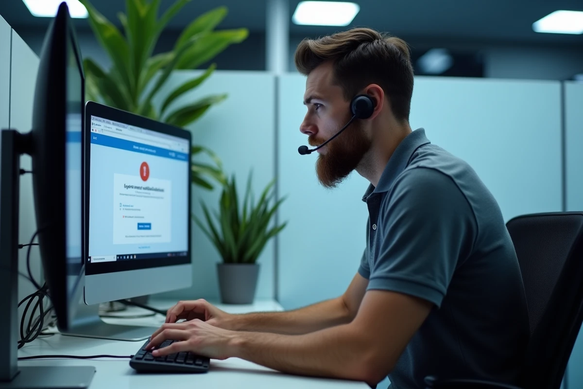 Technicien informatique universitaire analysant un blocage de compte webmail sur un poste de travail