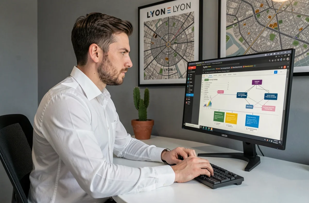 Développeur de l'agence Wess Soft à Lyon travaillant sur un projet de développement web sur mesure